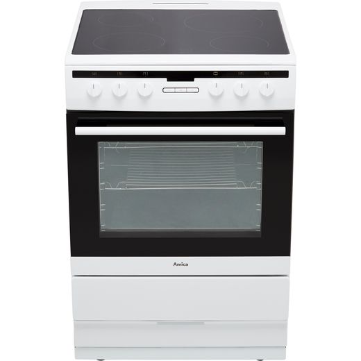 Amica 608CE2TAW 60cm Wide Single Oven Electric Cooker with Ceramic Hob - White - Hob perspective